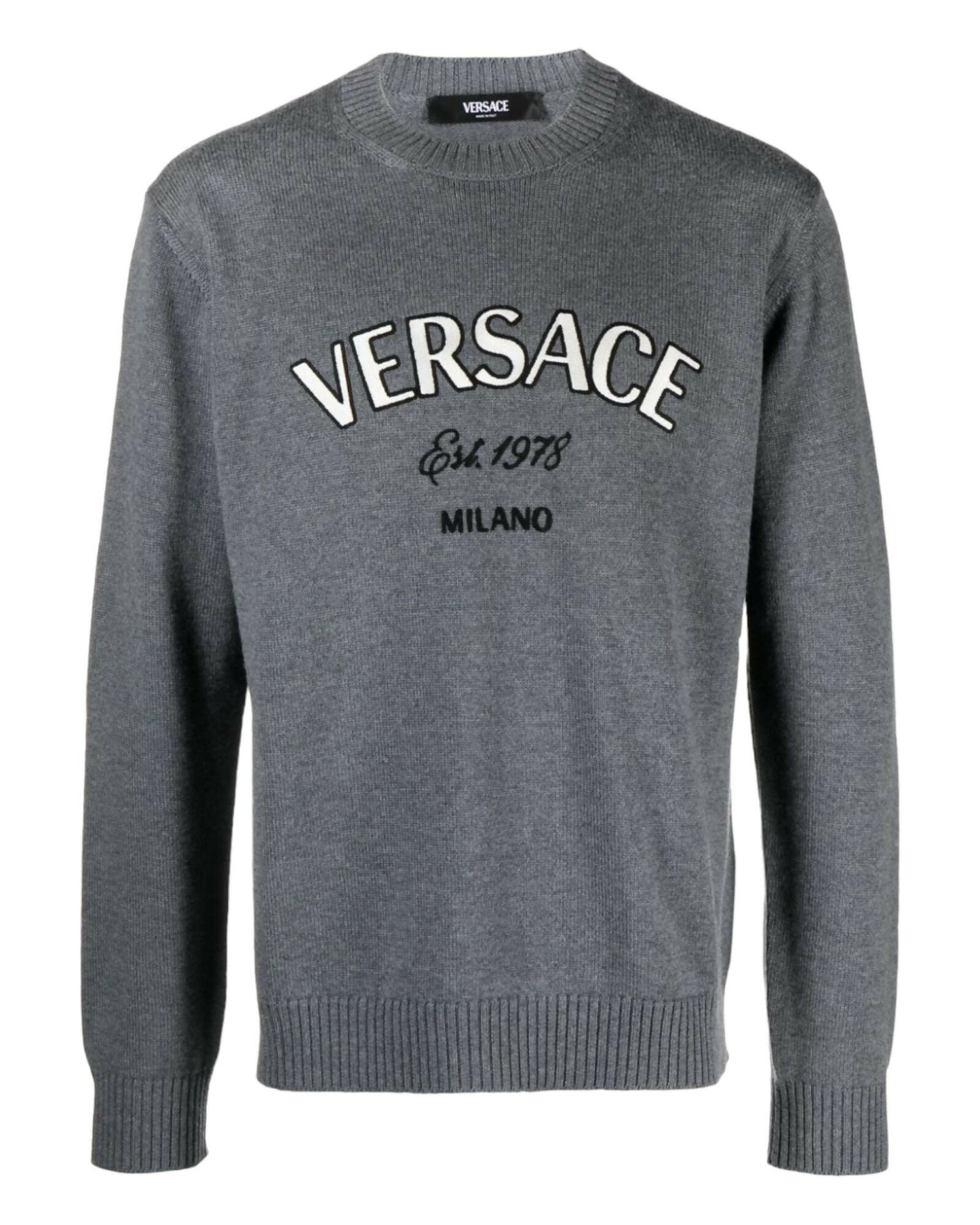 Versace, Milano Stamp Embroidered Wool Jumper