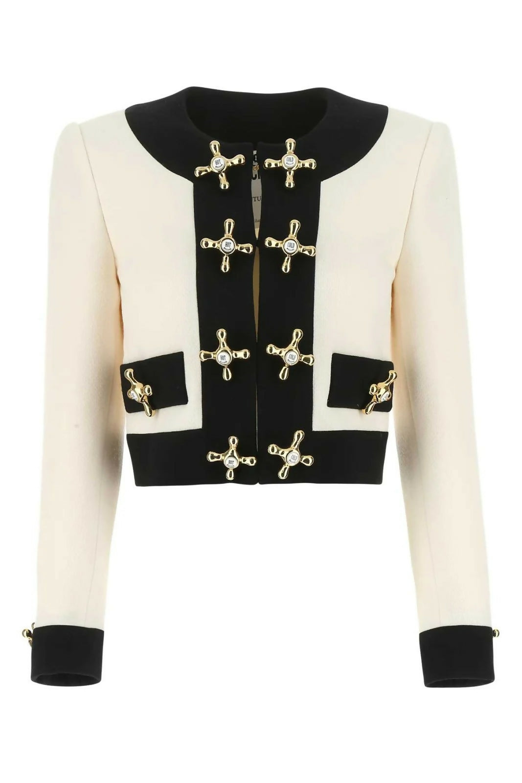 Moschino, Cross-Plaque Detailed Cropped Jacket