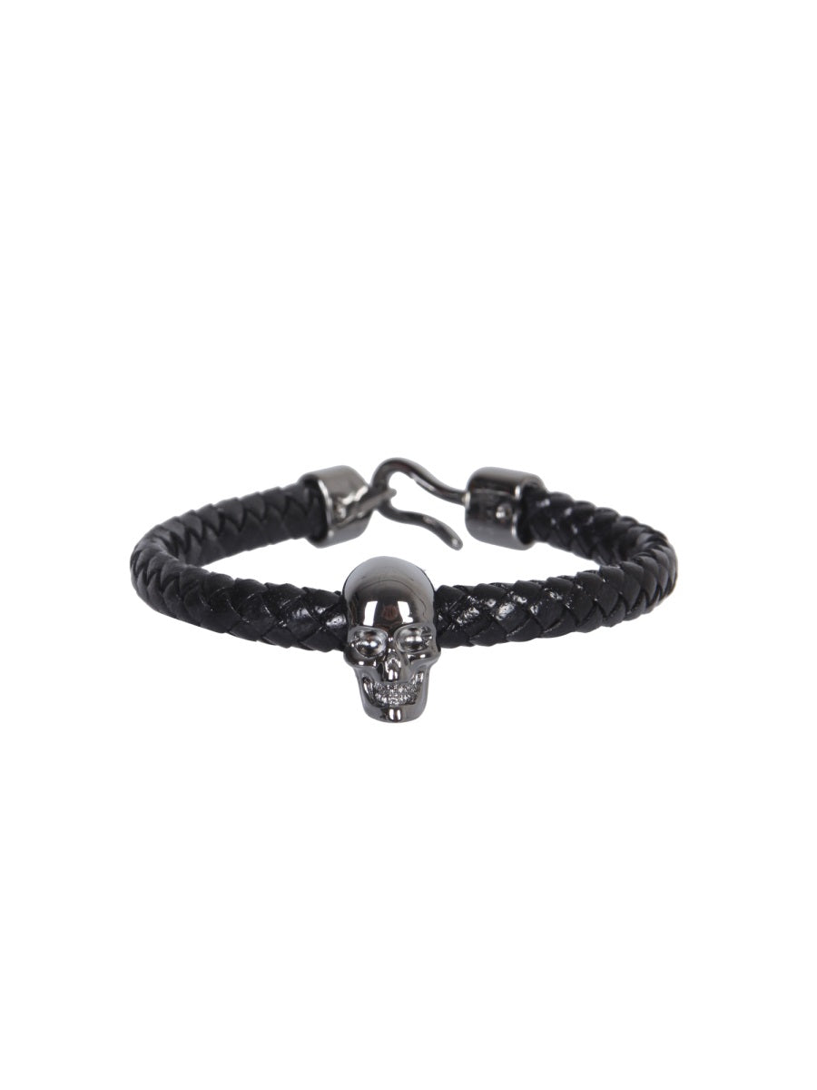 Alexander McQueen, Skull Leather Braided Bracelet