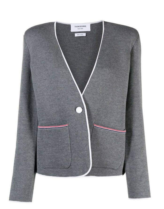 Thom Browne, V-Neck Merino Wool Cardigan