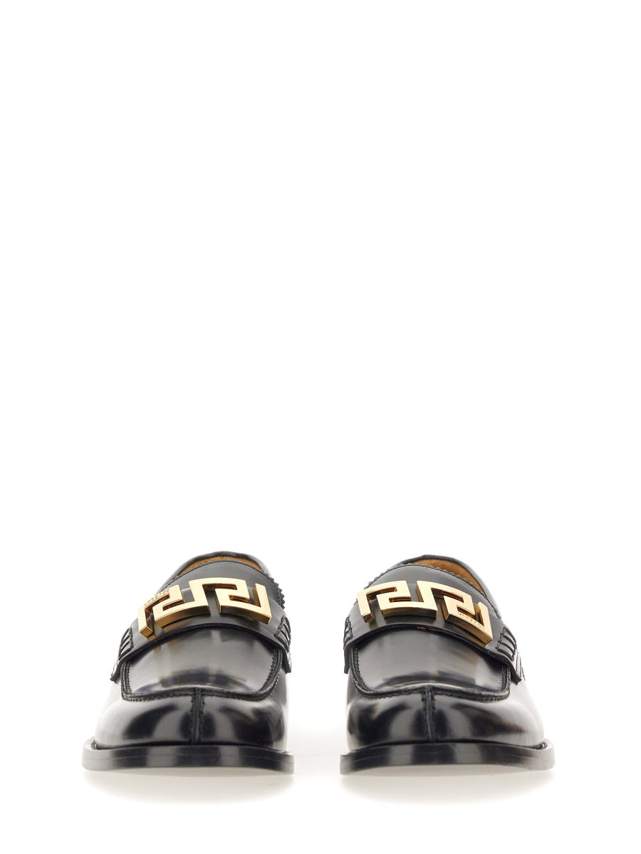 Versace, Greca Logo Detailed Slip-On Loafers