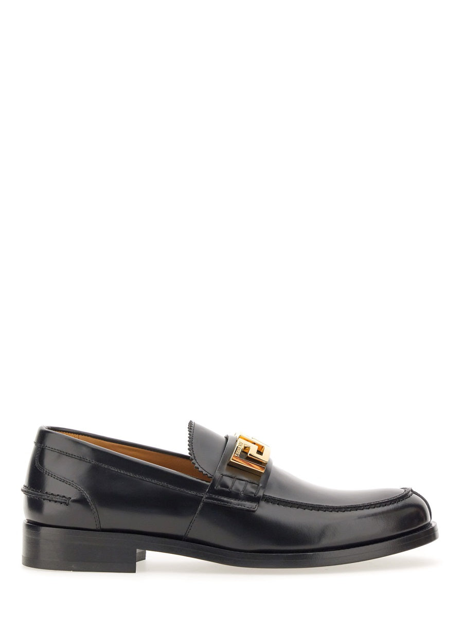 Versace, Greca Logo Detailed Slip-On Loafers