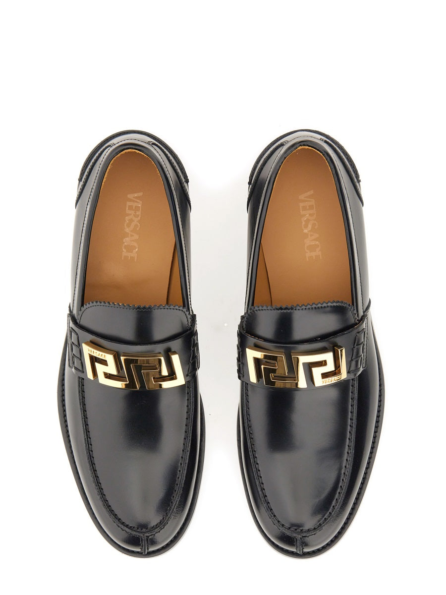 Versace, Greca Logo Detailed Slip-On Loafers