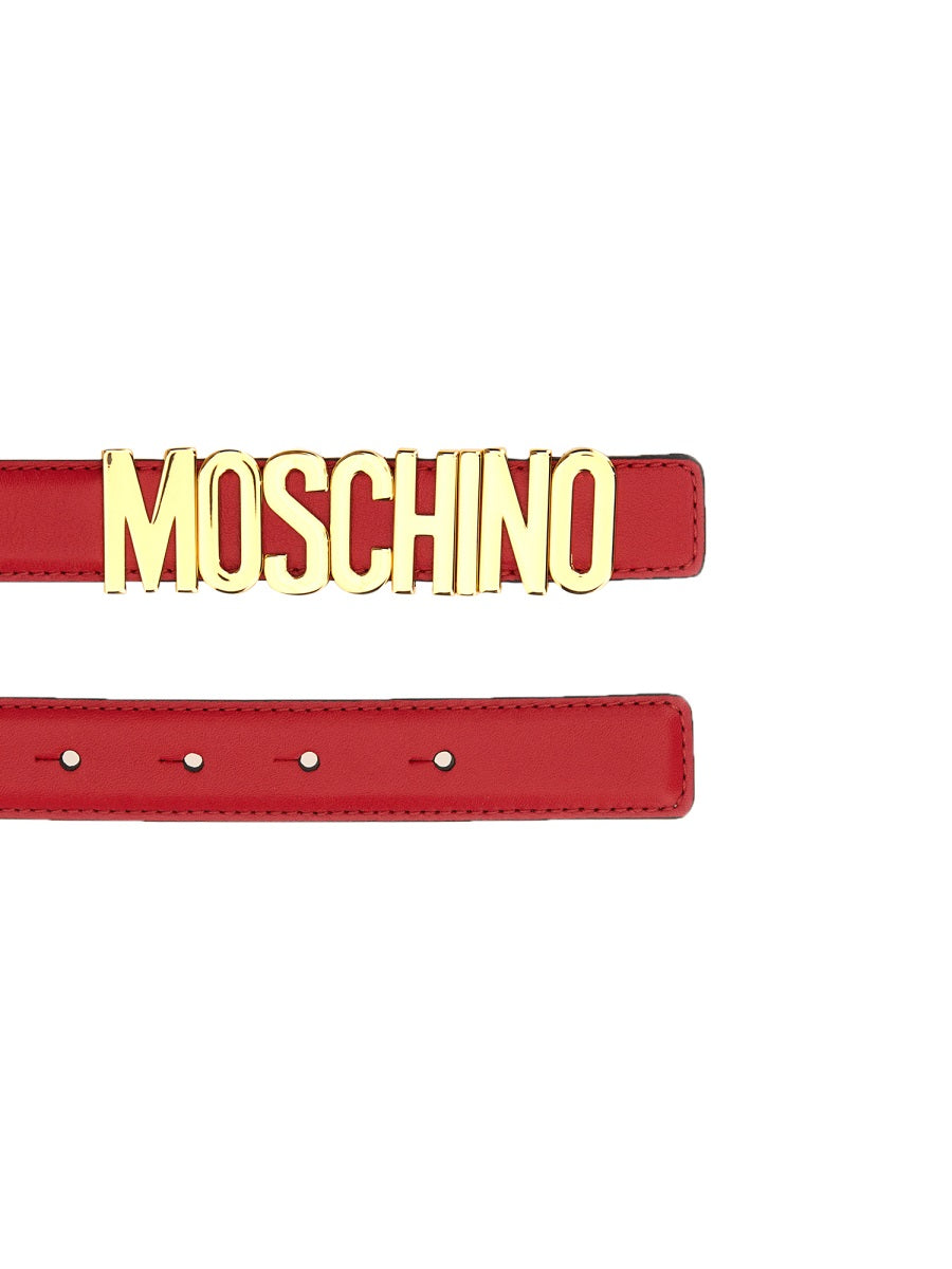 Moschino, Moschino Logo Plaque Punch-Hole Detailed Belt