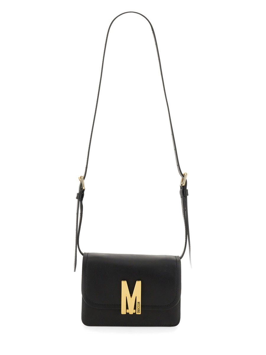 Moschino, Leather Bag with Gold Galvanica Logo