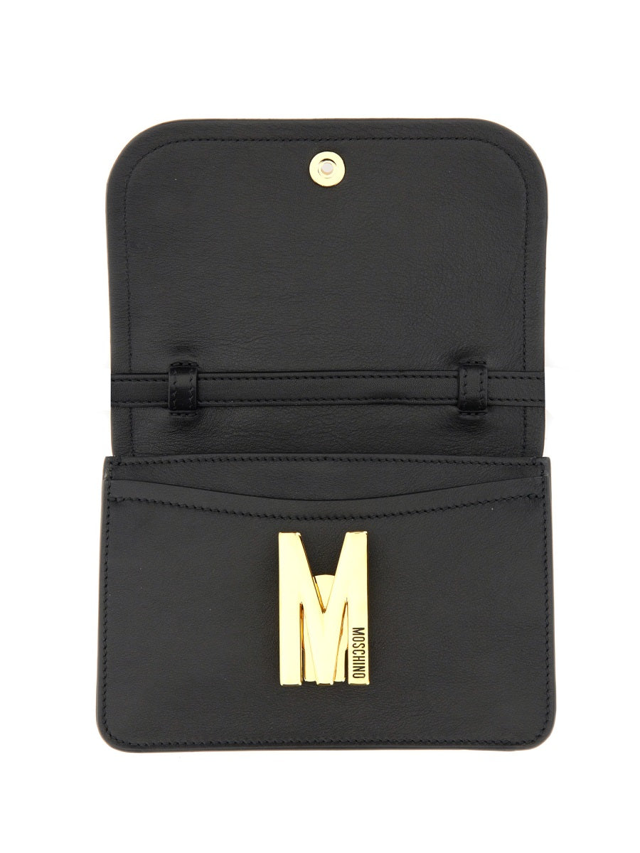 Moschino, Leather Bag with Gold Galvanica Logo