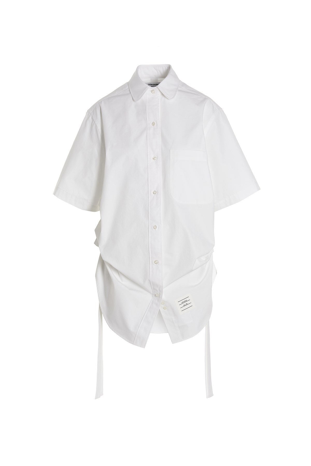 Thom Browne, Oversized Mini Chemiser Dress In Heavy Weight Popplin Ruffled