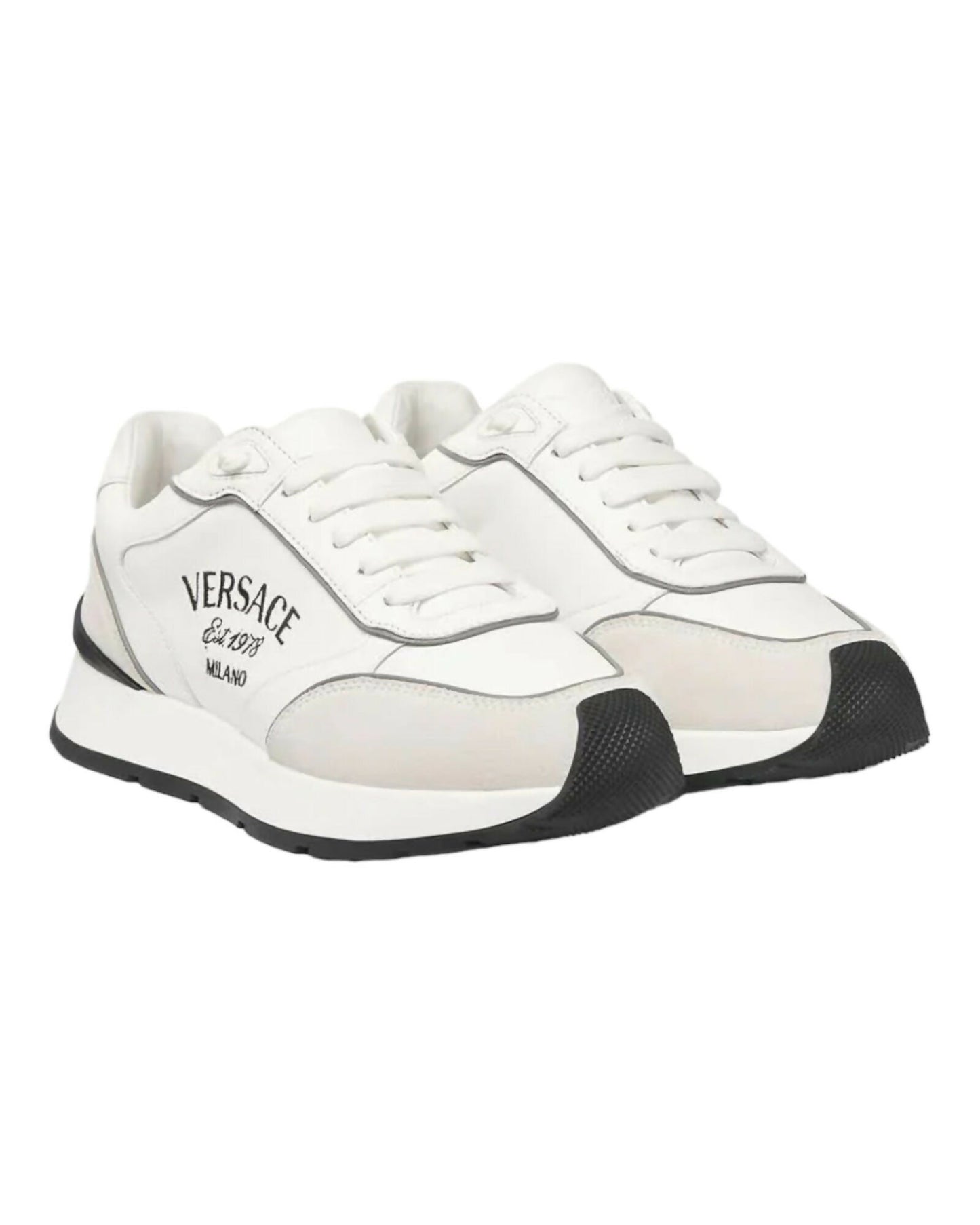 Versace, White Milano Runner Sneakers