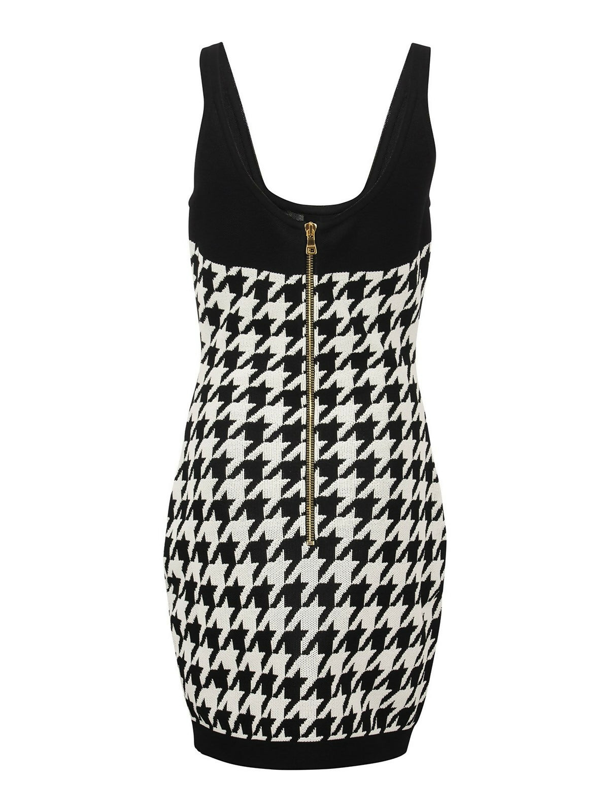 Balmain, Houndstooth Printed Buttoned Mini Dress