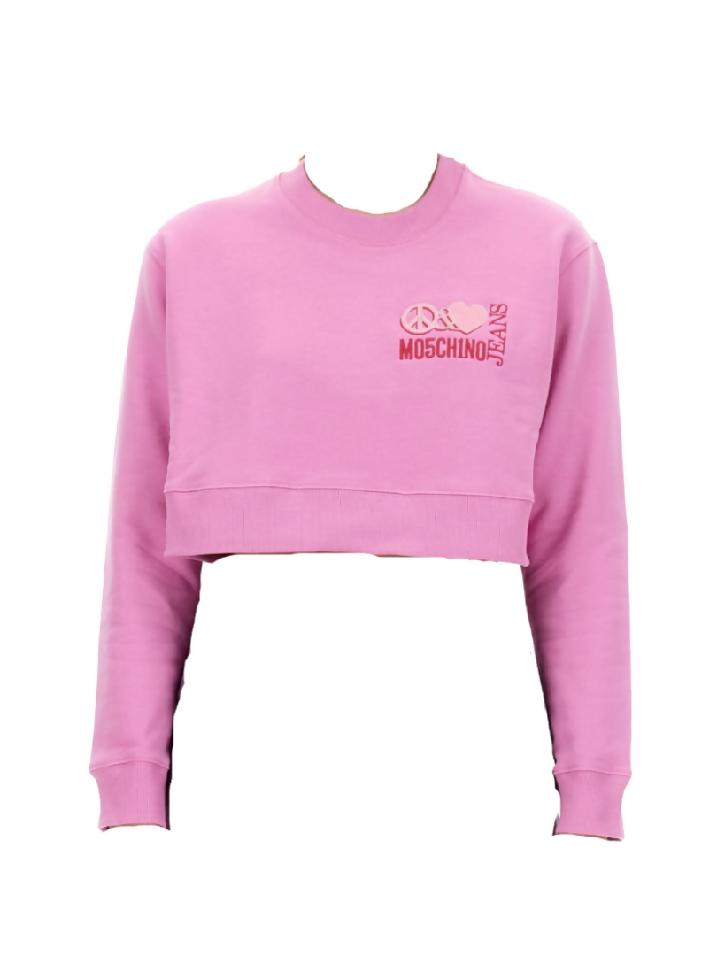 Moschino Jeans, Cropped Cotton Sweatshirt with Logo