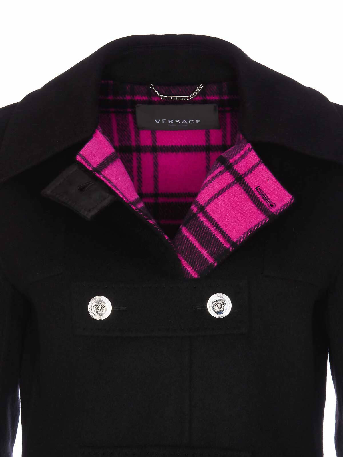 Versace, Medusa Plaid Double-Breasted Coat