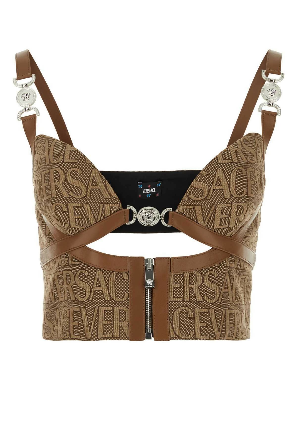 Versace, Bodice With Allover Logo Top