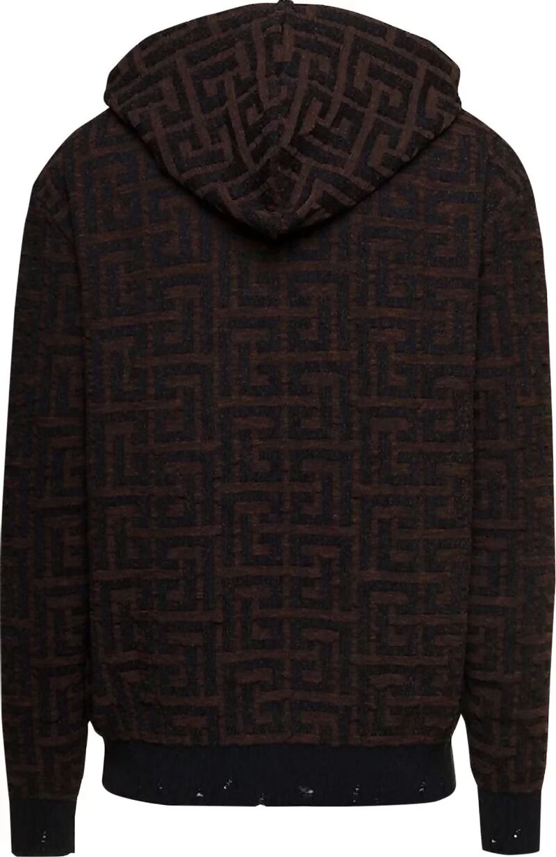 Balmain, Monogram-Jacquard Cotton Hoodie