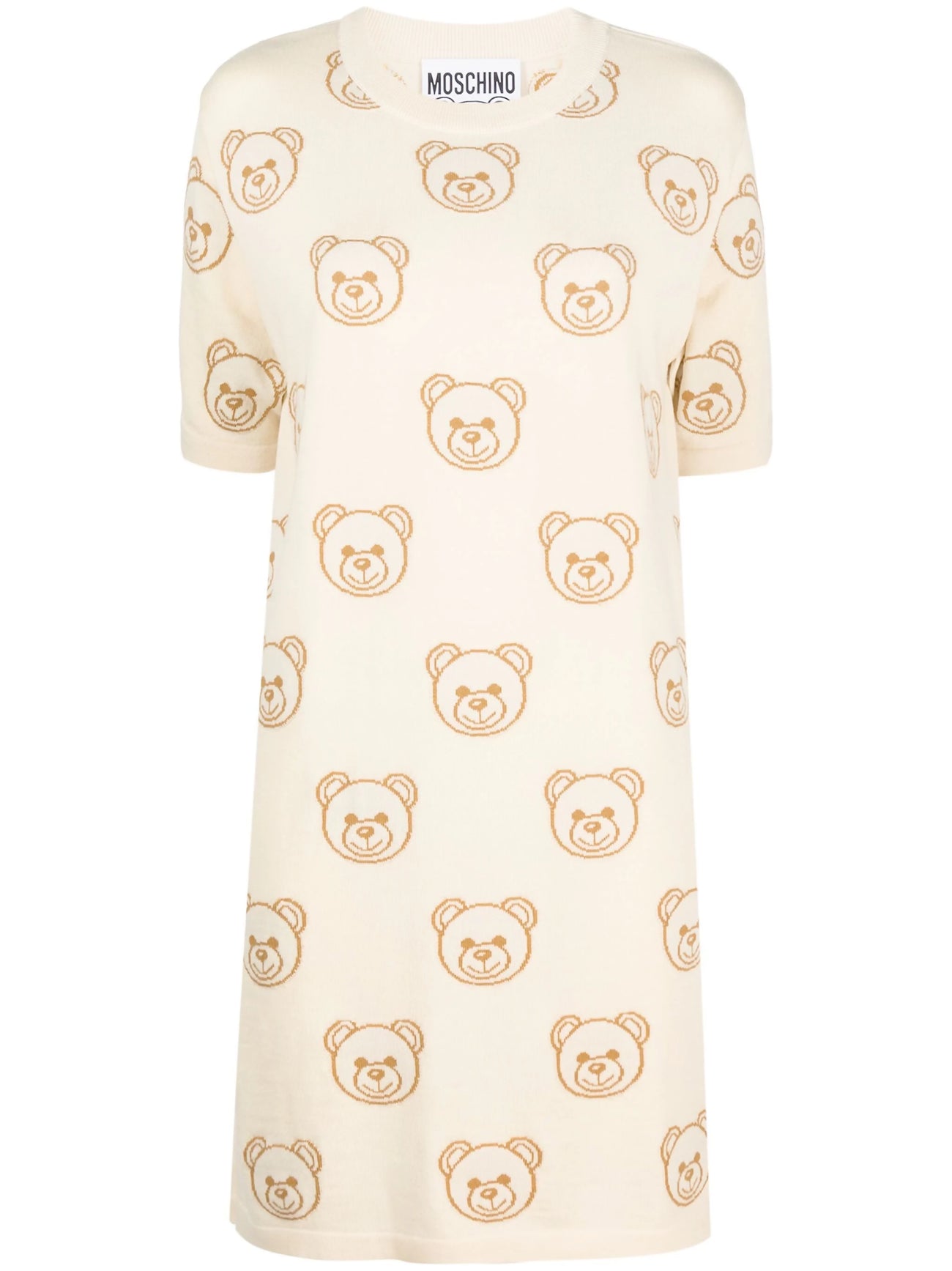 Moschino, Wool Dress With Teddy Bear Embroidery