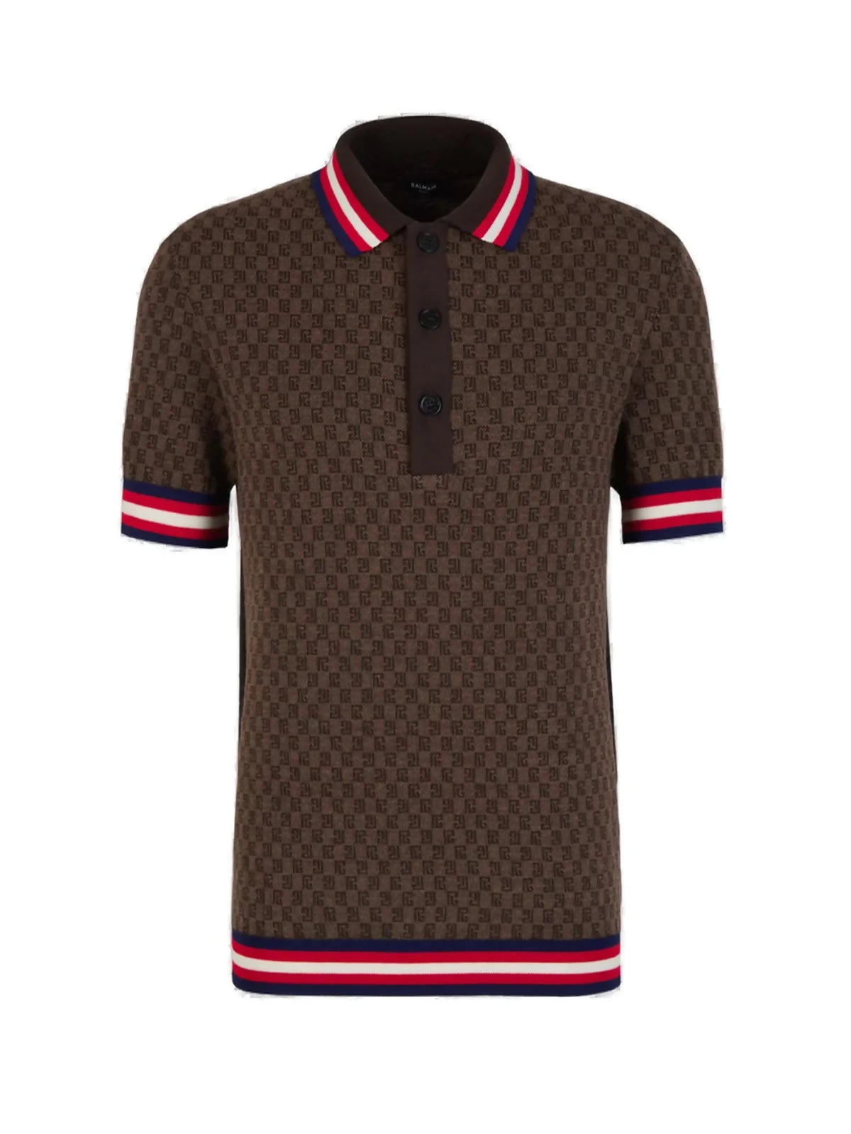 Balmain, Monogram Printed Short Sleeved Polo Shirt