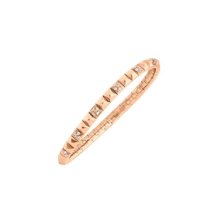 Gimbutis, Rose Gold Semi Pave Spike Bracelet With Diamonds