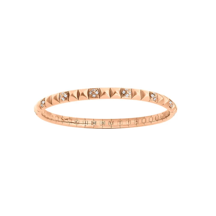 Gimbutis, Rose Gold Semi Pave Spike Bracelet With Diamonds