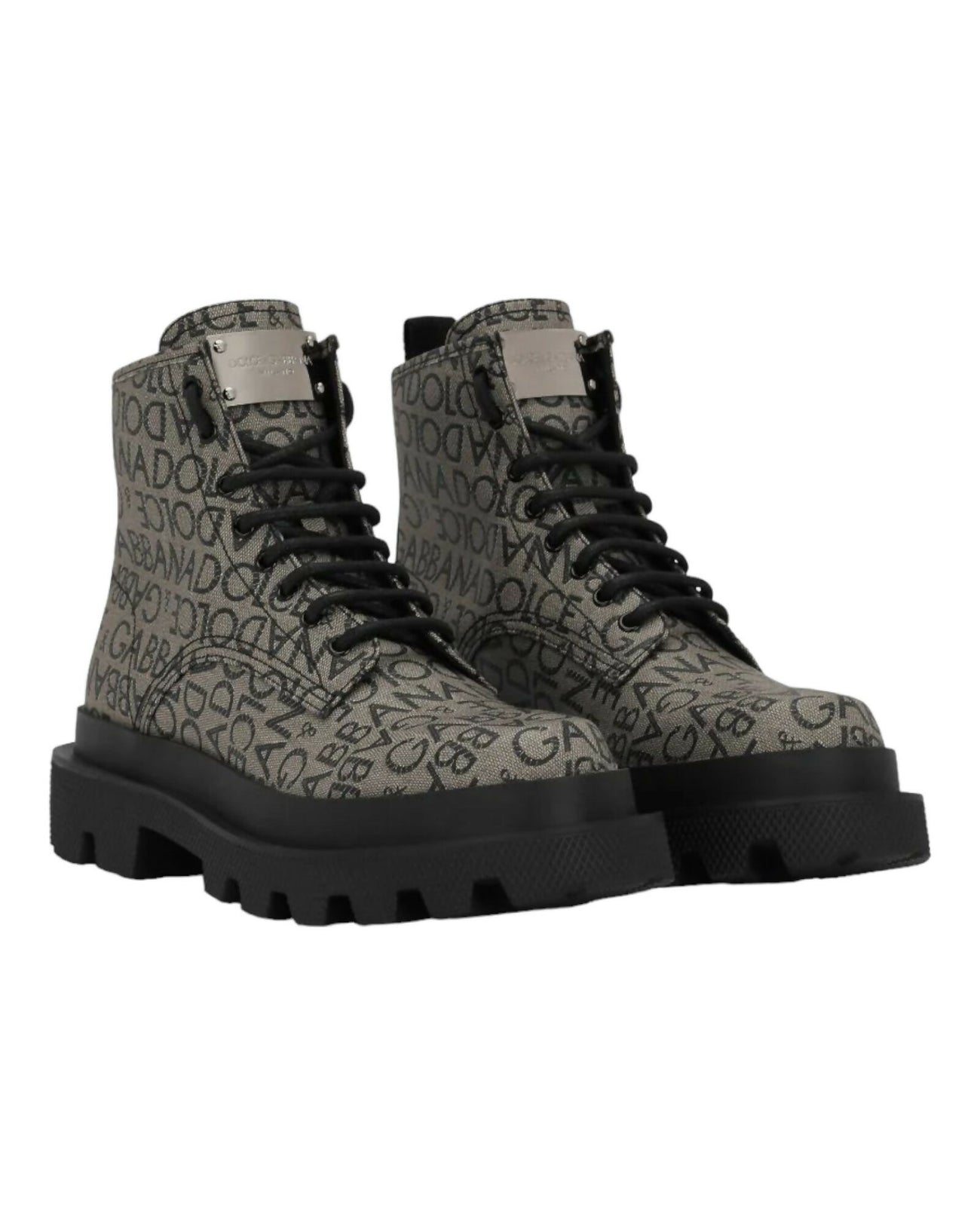 Dolce & Gabbana, Logo Jacquard Lace-Up Ankle Boots