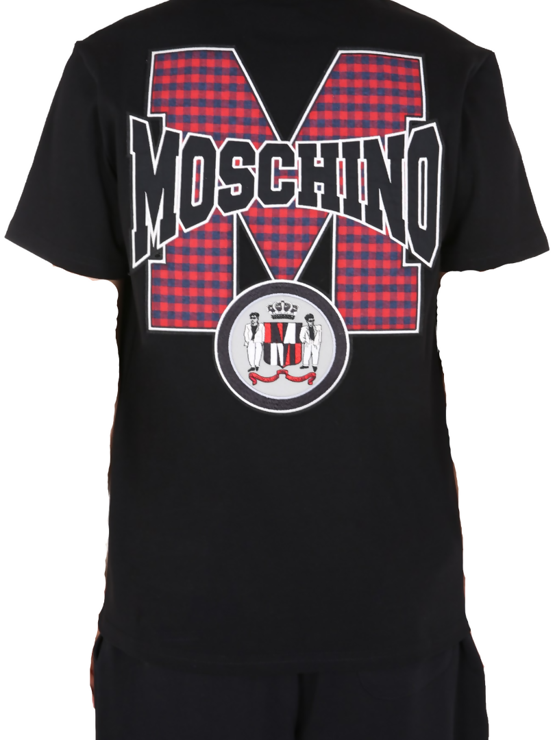 Moschino, Crew Neck Cotton T-Shirt with Logo Patch