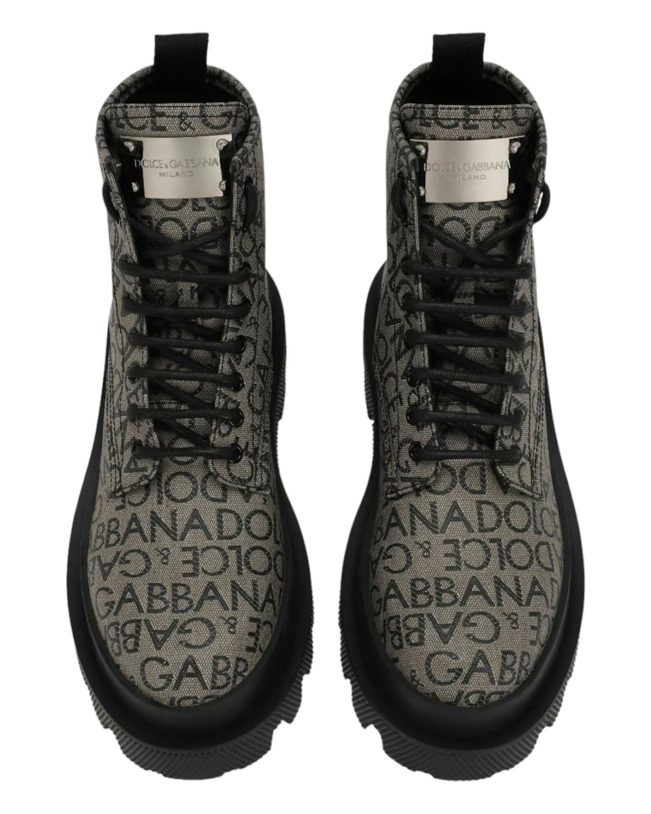 Dolce & Gabbana, Logo Jacquard Lace-Up Ankle Boots