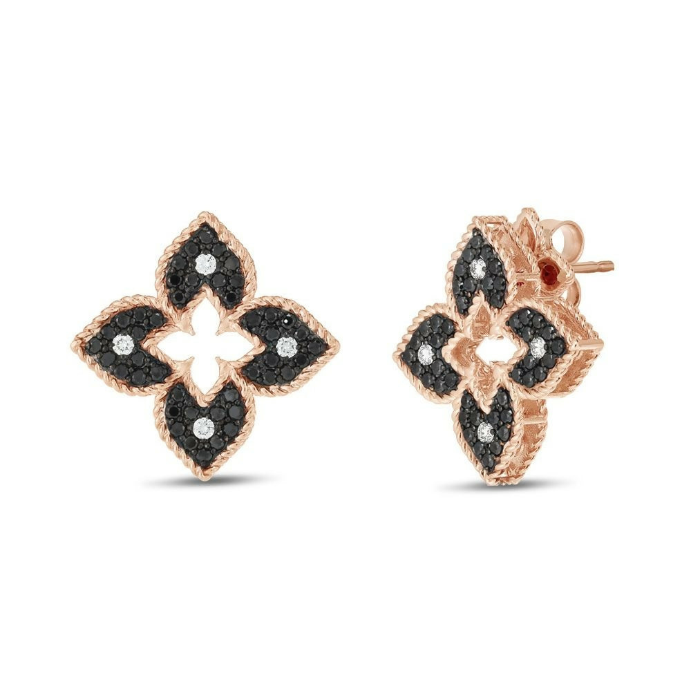 Roberto Coin, Venetian Princess Earrings With Black And Whitw Diamonds