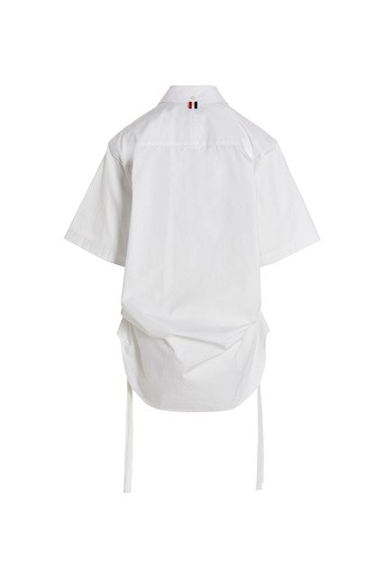 Thom Browne, Oversized Mini Chemiser Dress In Heavy Weight Popplin Ruffled