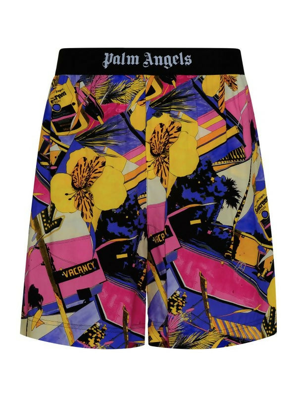 Palm Angels, Bermuda Shorts in Multicolored Viscose