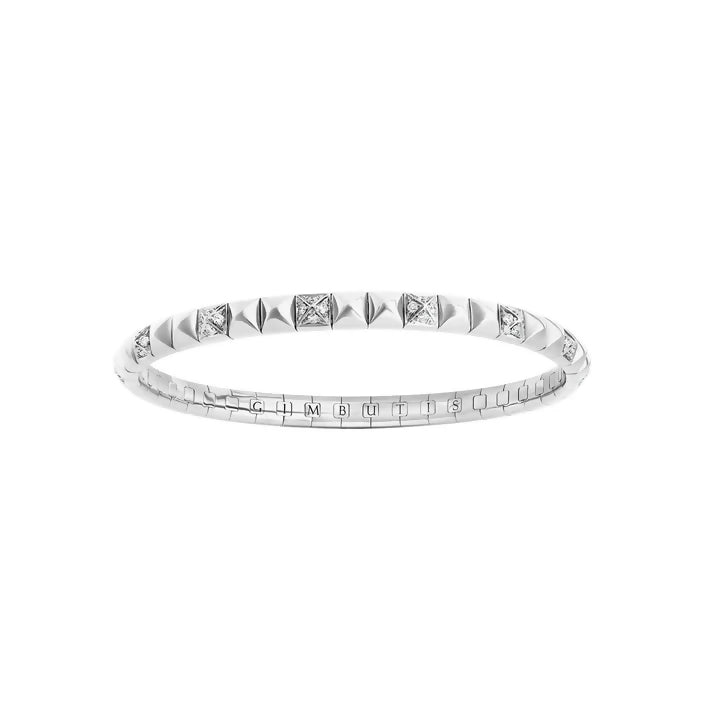 Gimbutis, White Gold Semi Pave Spike Bracelet With Diamonds