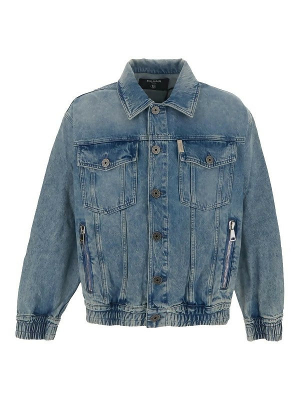 Balmain, 70's Logo Cotton Denim Jacket