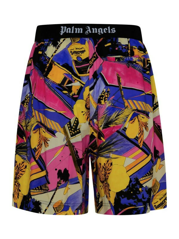 Palm Angels, Bermuda Shorts in Multicolored Viscose