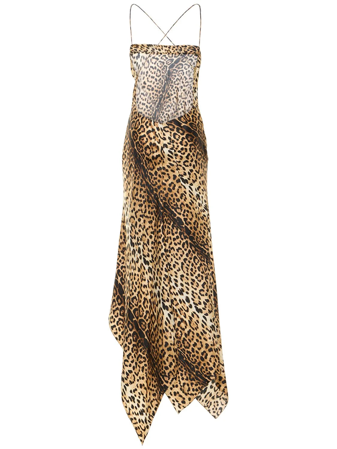Roberto Cavalli, Asymmetric-Hem Cowl-Neck Silk Dress