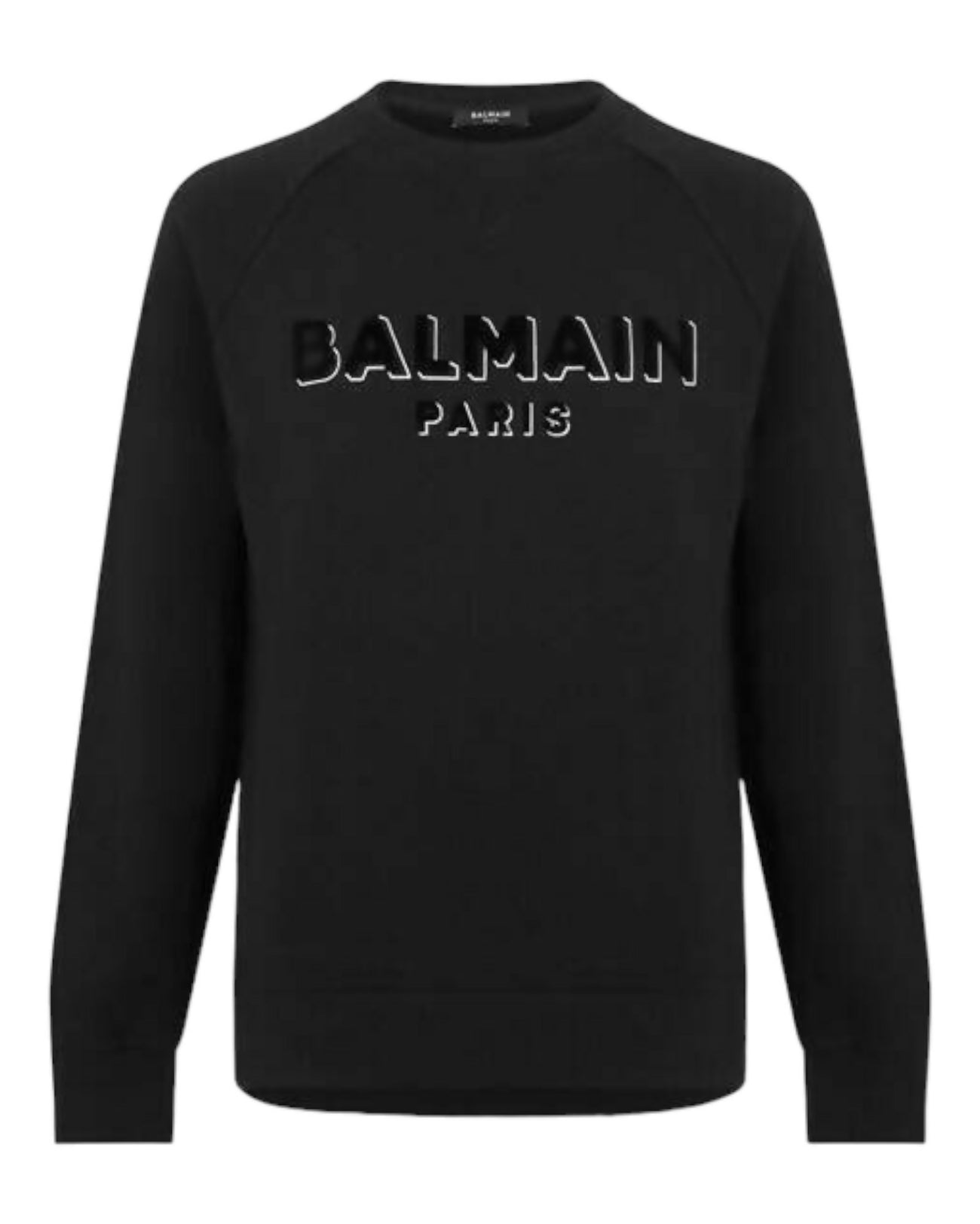 Balmain, Cotton with Flocked and Metallic Logo sweatshirt