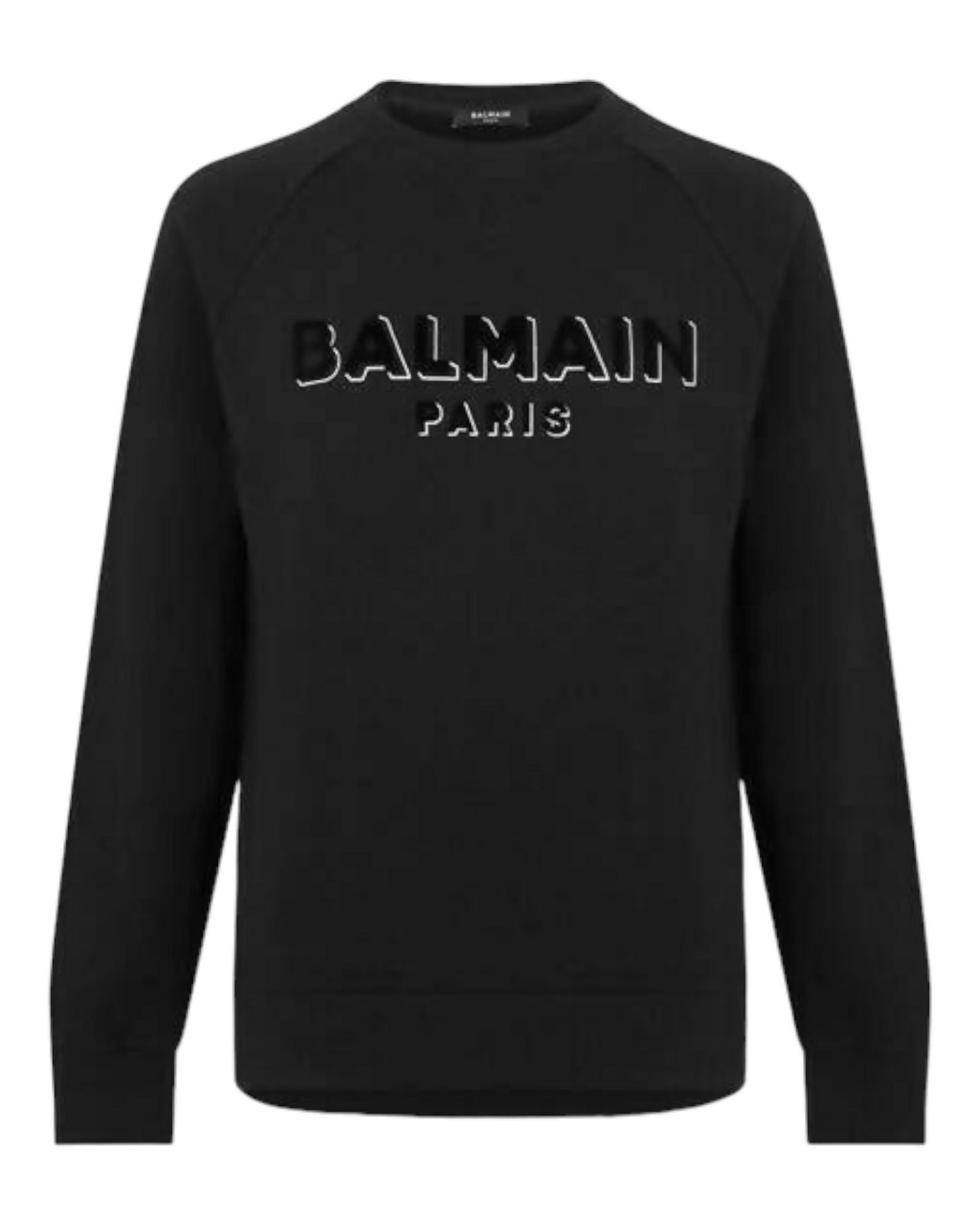 Balmain, Cotton with Flocked and Metallic Logo sweatshirt