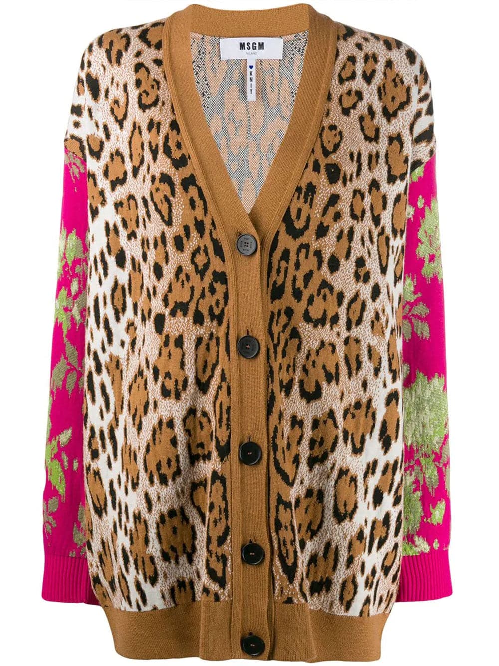 MSGM, Oversized Leopard Print V-neck Cardigan