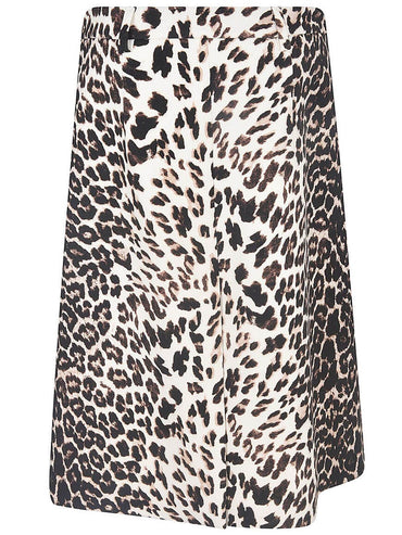 Prada, Leopard Print A-Line Gabardine Skirt