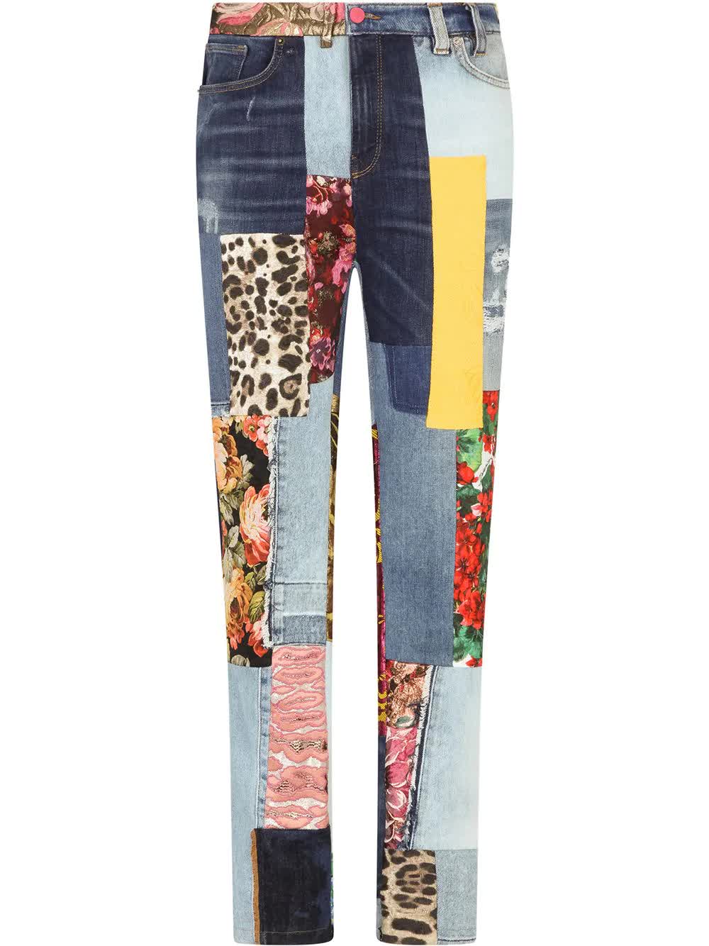 Dolce & Gabbana, patchwork skinny jeans