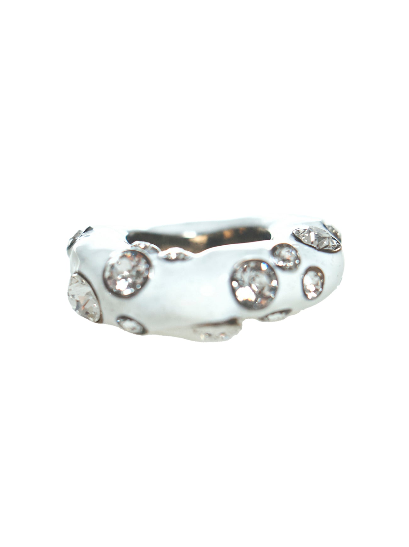 Dries Van Noten, Crystal-cluster Wavy Enamel Ring In White