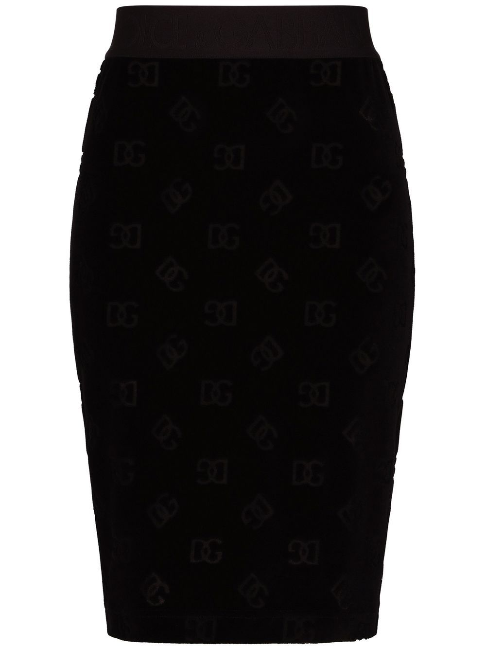 Dolce & Gabbana, DG-Logo Flocked Midi Skirt