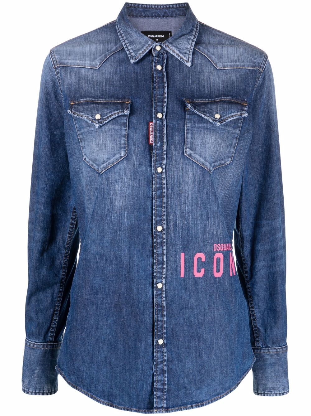 Dsquared2, Logo-Print Cotton-Blend Denim Shirt