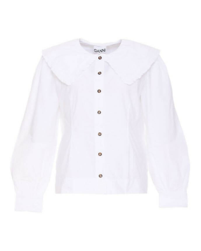 Ganni, Frill Collar Poplin Shirt