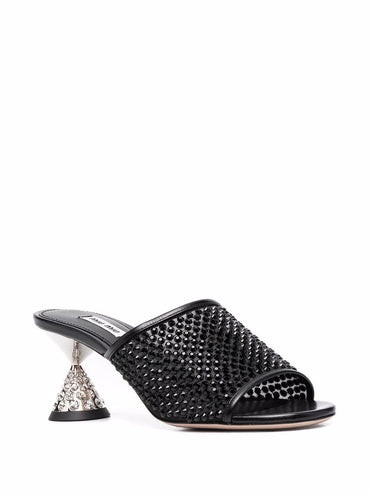 Miu Miu, Embellished Heel Sandals With Crystals