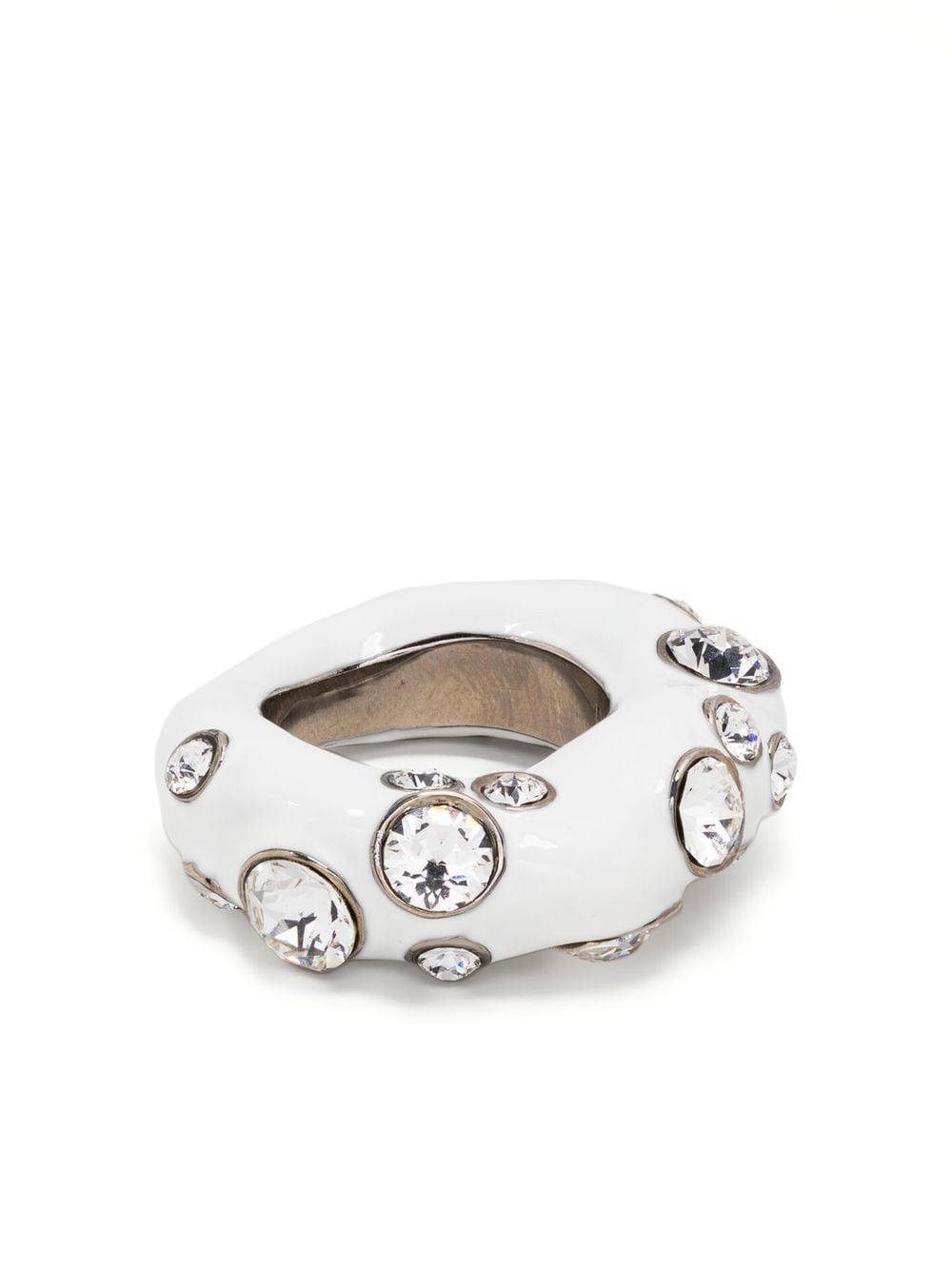 Dries Van Noten, Crystal-cluster Wavy Enamel Ring In White