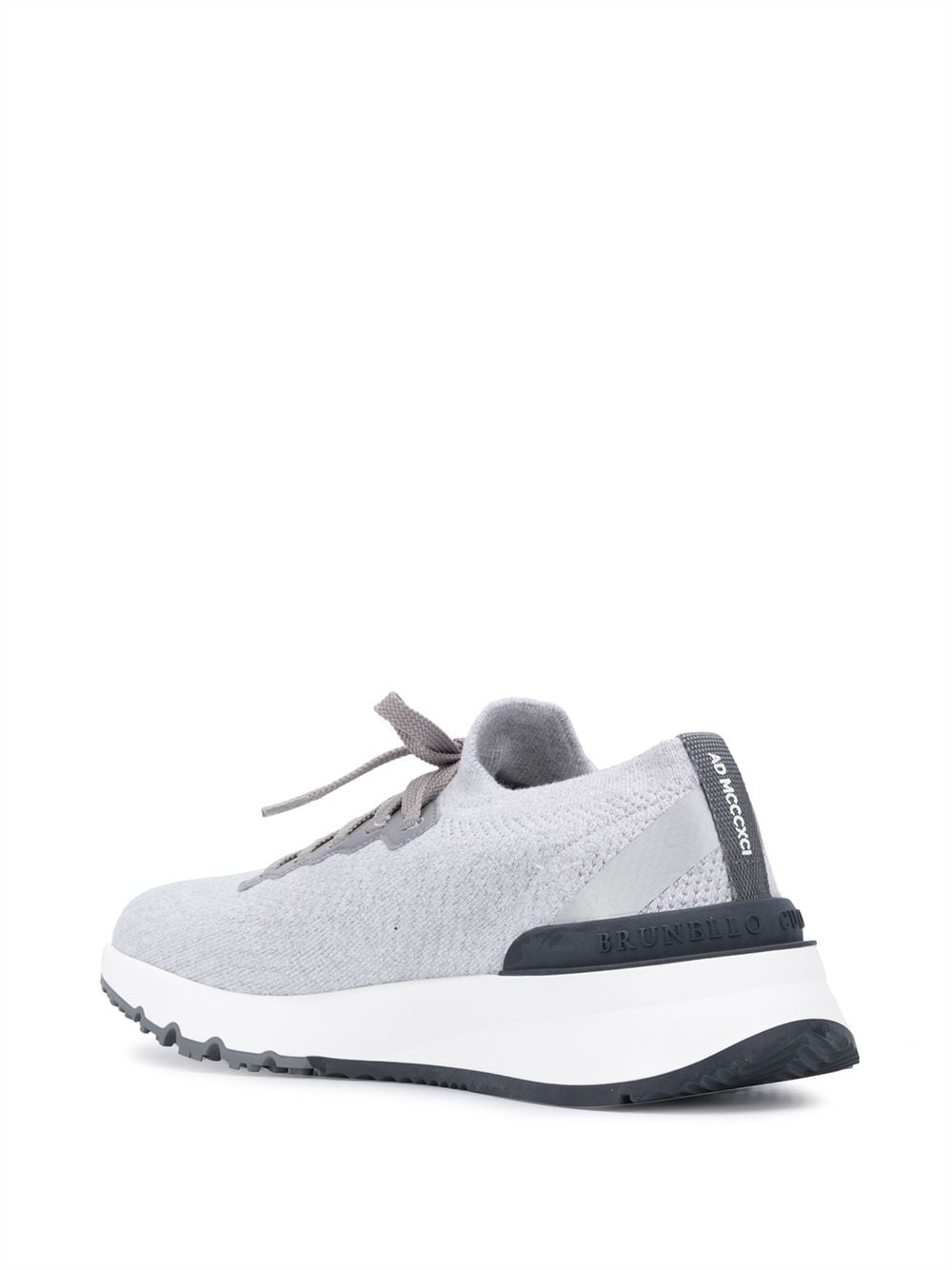 Brunello Cucinelli, Knitted Lace-Up Leather Sneakers