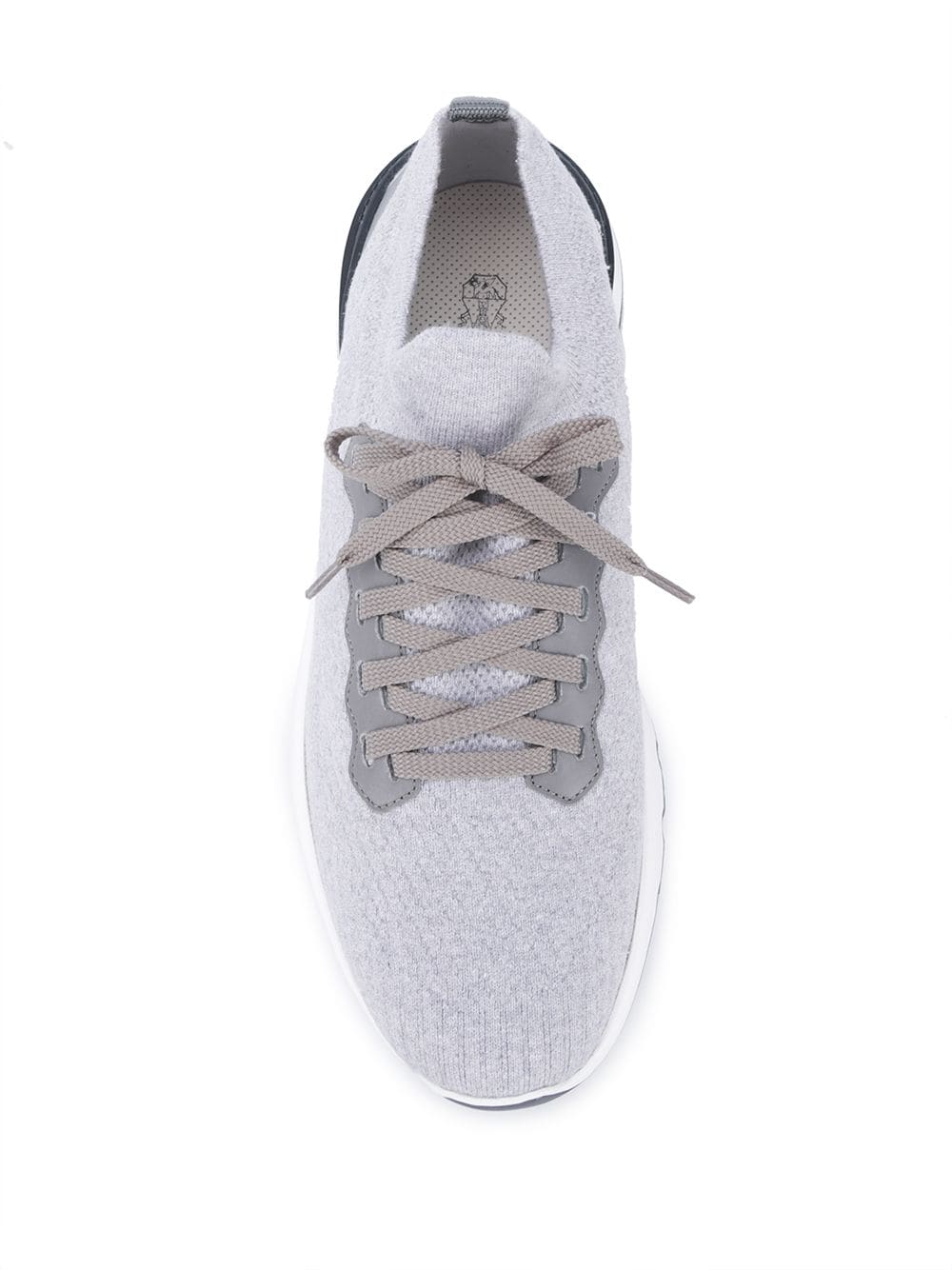 Brunello Cucinelli, Knitted Lace-Up Leather Sneakers