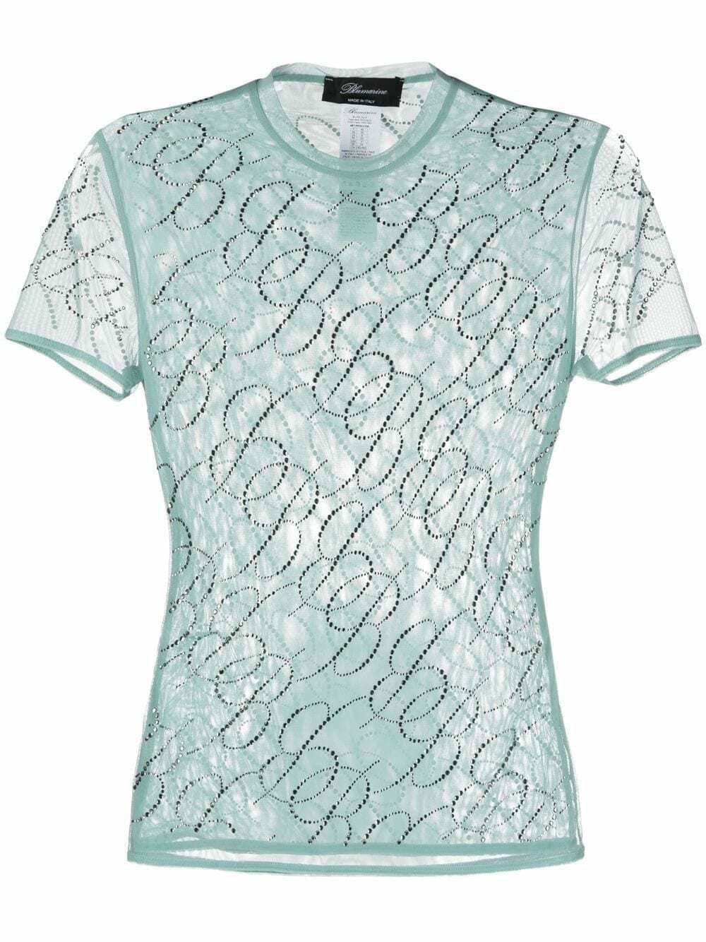 Blumarine, Logo-Embellished Mesh Top