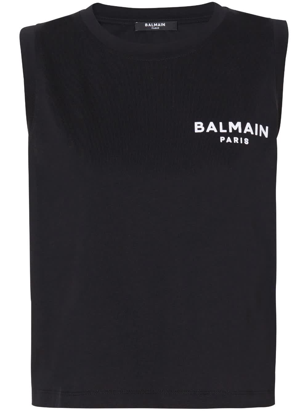 Balmain, Logo-Flocked Cotton Top