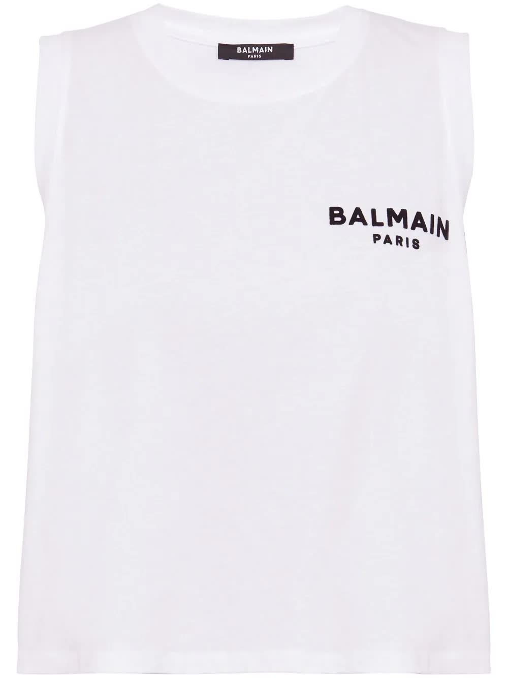 Balmain, Logo-Flocked Cotton Top