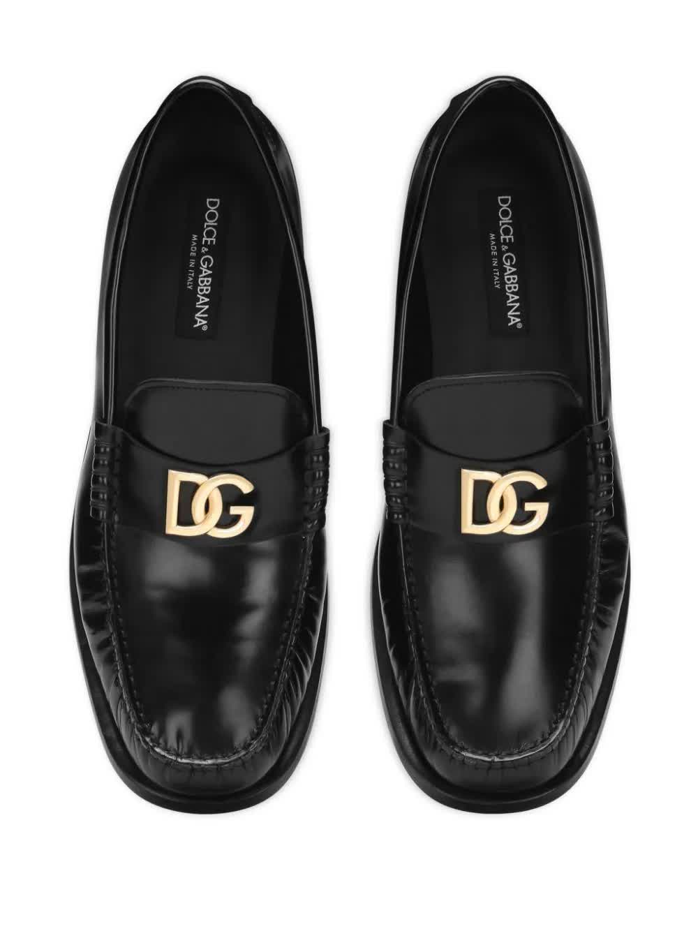 Dolce & Gabbana, Logo-Plaque Leather Loafers