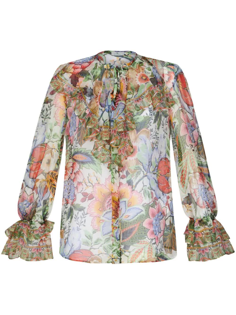 ETRO, Ruffled Floral-Print Silk Shirt