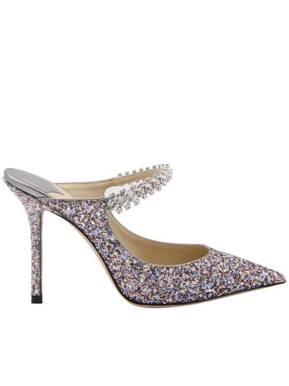 Jimmy Choo, Bing 100 Crystal Strap Glitter Heel Pumps